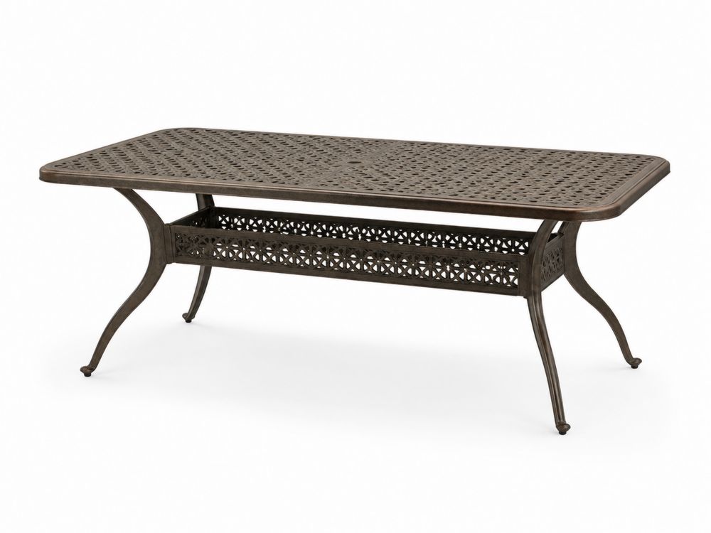 Mesa de comedor de aluminio marrón para exteriores 180x90 cm