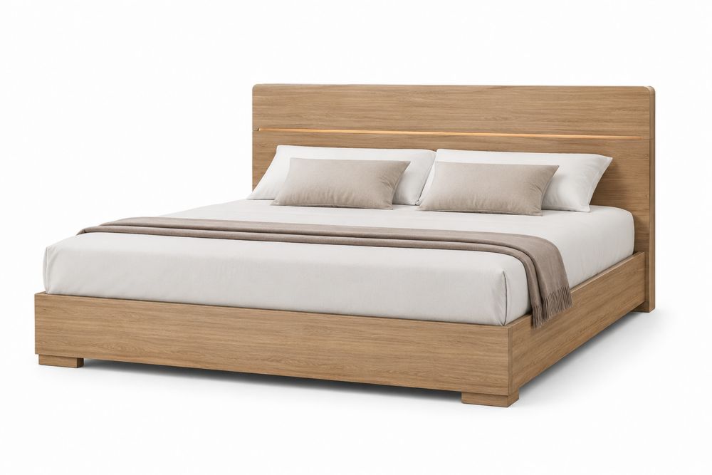 Cama de Madera de Roble 200x160 cm con Colchón y Almohadas