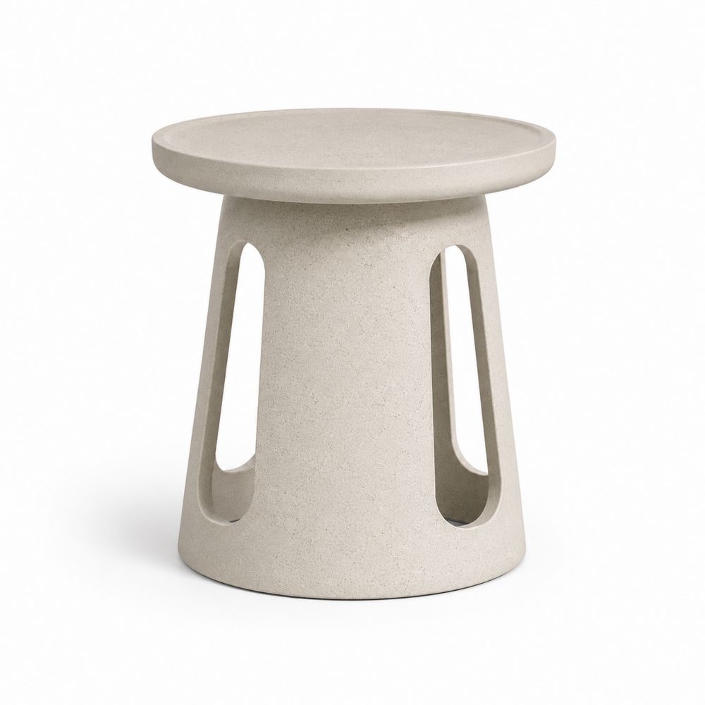 Mesa auxiliar redonda de cemento beige