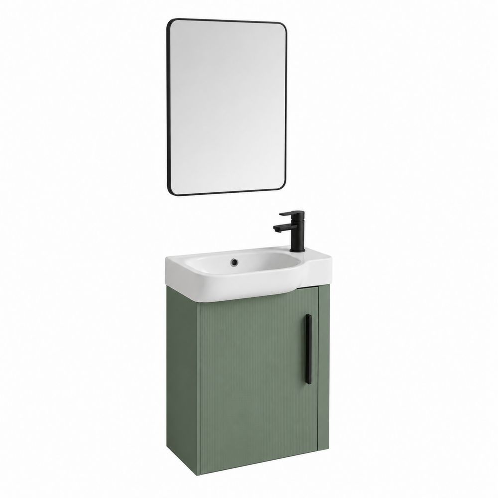 Conjunto de Mueble de Lavabo Verde con Espejo MDF