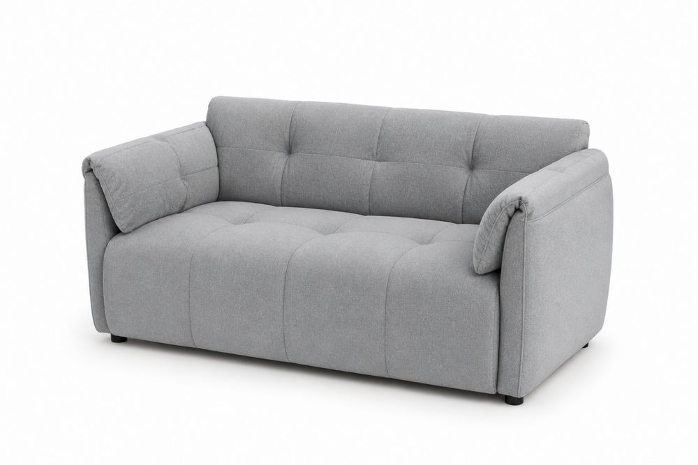 Sofá de 2 plazas tapizado en poliéster gris 150x90x85 cm