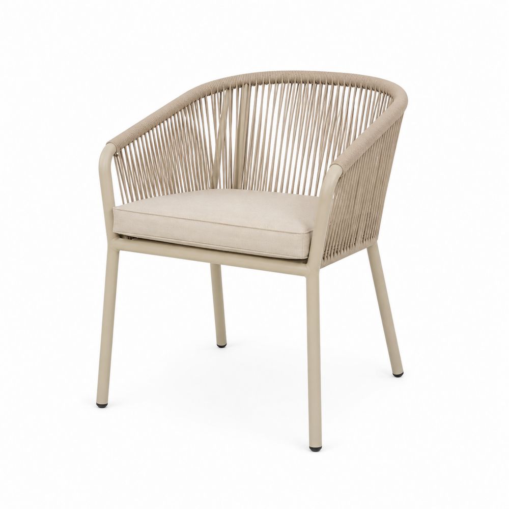 Silla de Aluminio y Cuerda Beige para Exteriores
