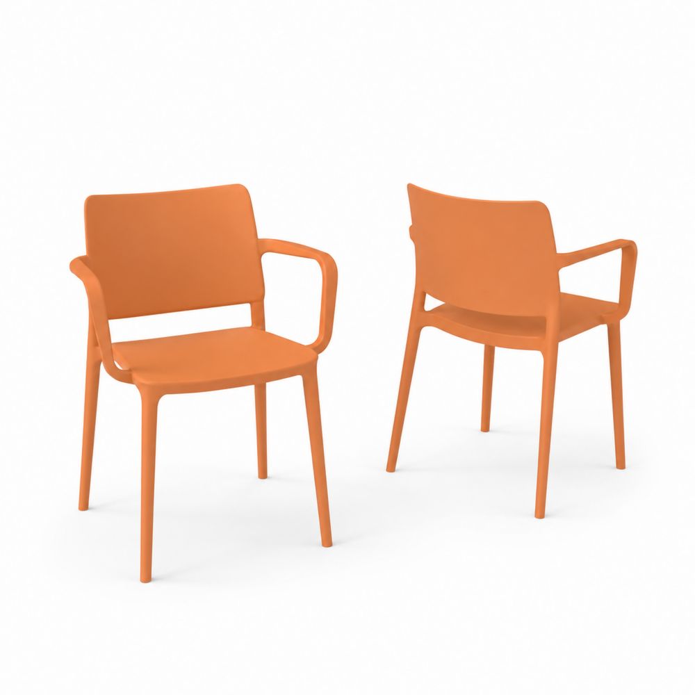 Juego de 2 sillas de polipropileno apilables naranjas-Bellacortix