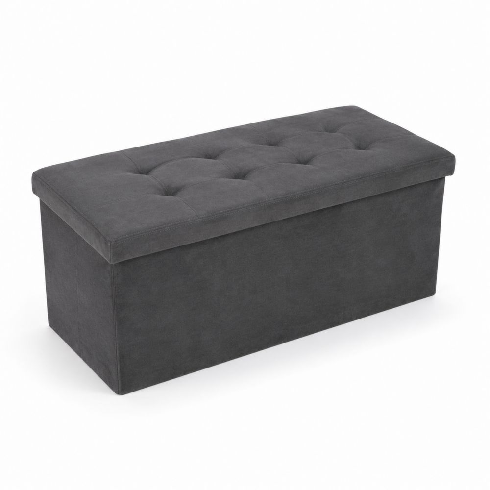 Banco de almacenamiento de tela gris oscuro 76x38x38cm-Bellacortix