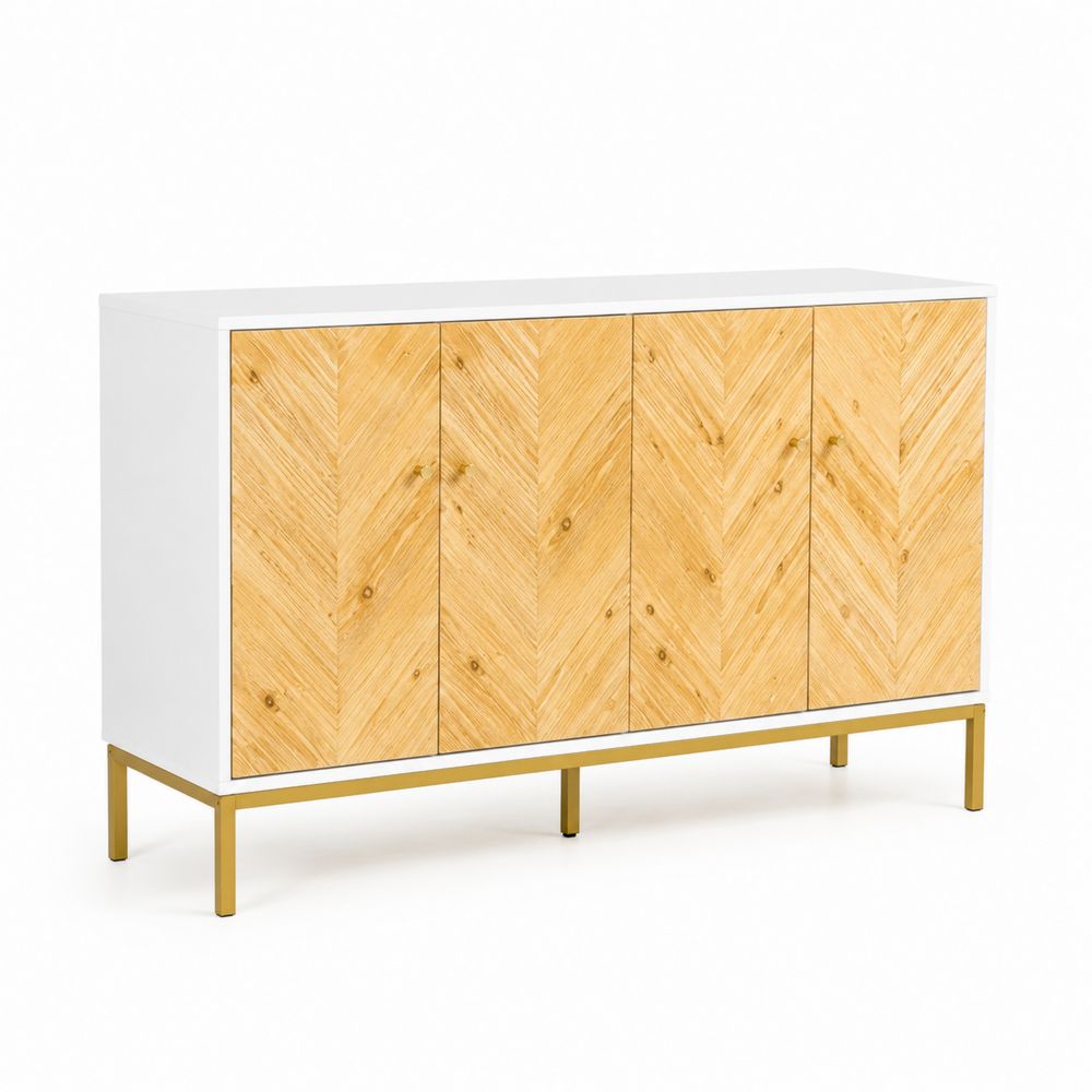 Aparador rectangular con puertas de madera y estructura de metal 120x40x80 cm-Bellacortix