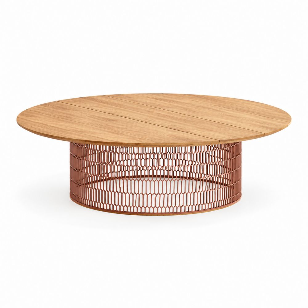 Mesa redonda de teca y metal marrón 120 cm-Bellacortix
