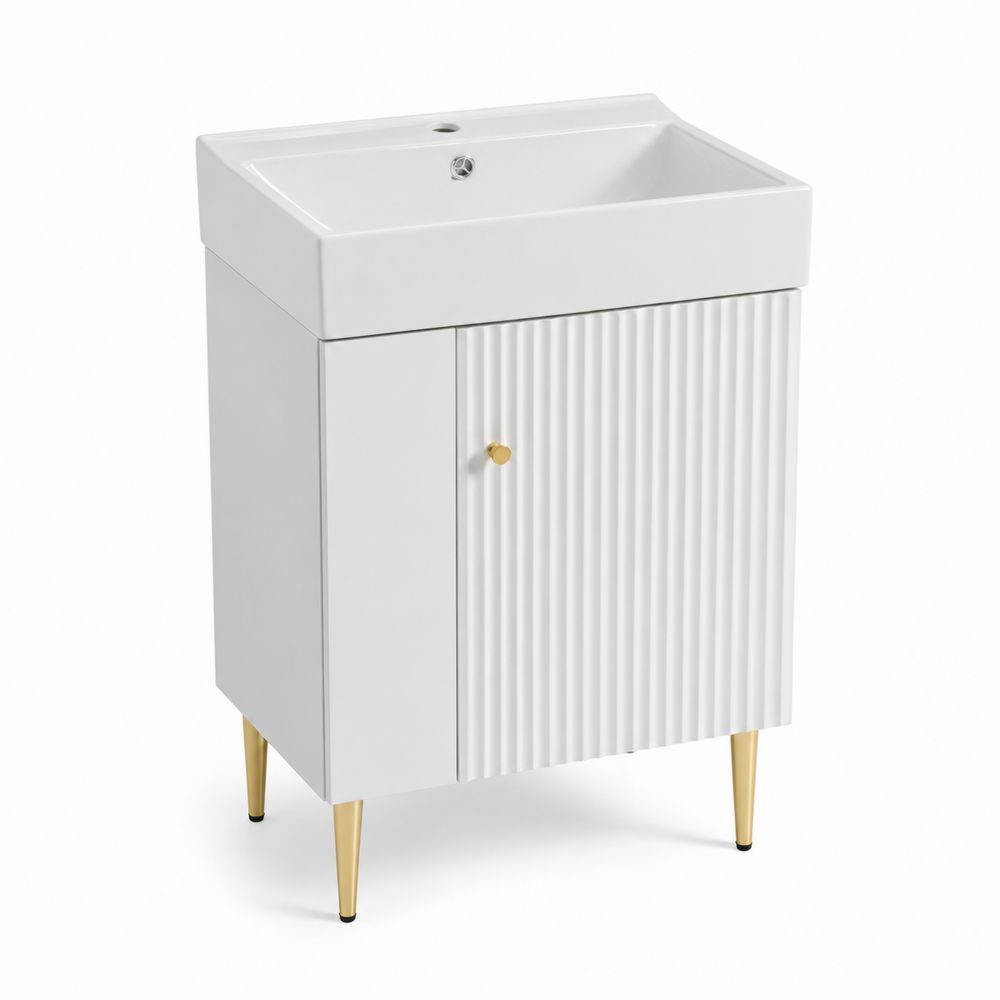 Mueble de lavabo de MDF con patas doradas-Bellacortix