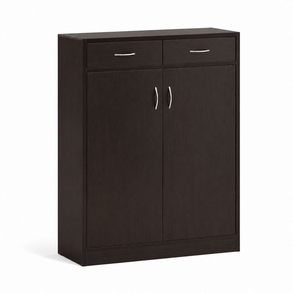 Armario Zapatero de MDF con 2 Puertas y 2 Cajones Marrón Oscuro-Bellacortix