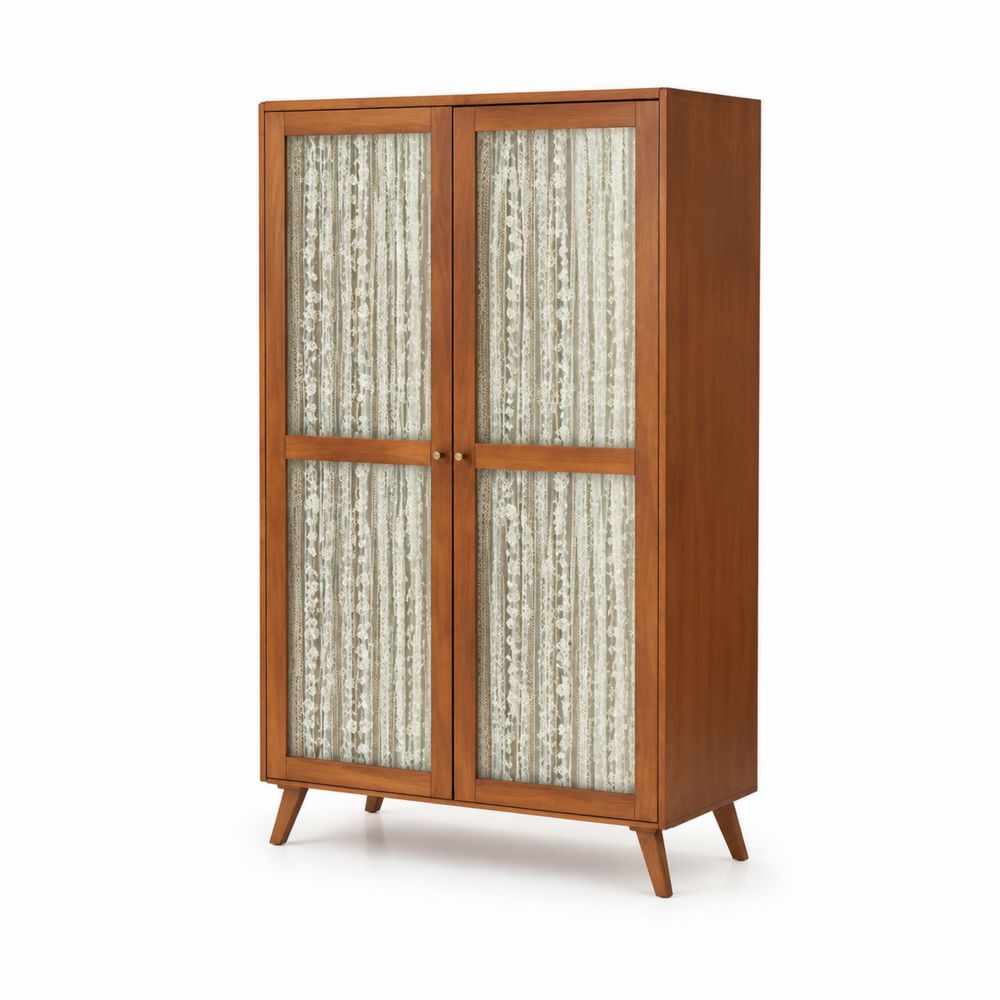 Armario de madera con paneles de vidrio decorativo 180x90x50 cm Marrón-Bellacortix