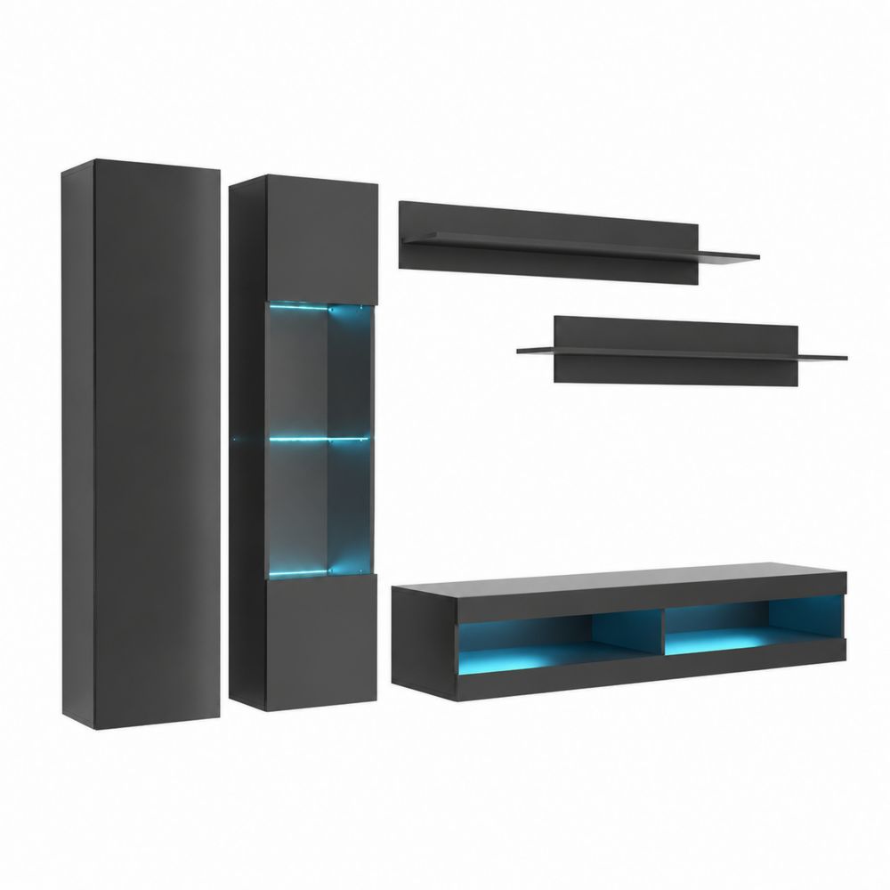 Conjunto de Muebles de MDF con Iluminación LED Negro/Azul-Bellacortix