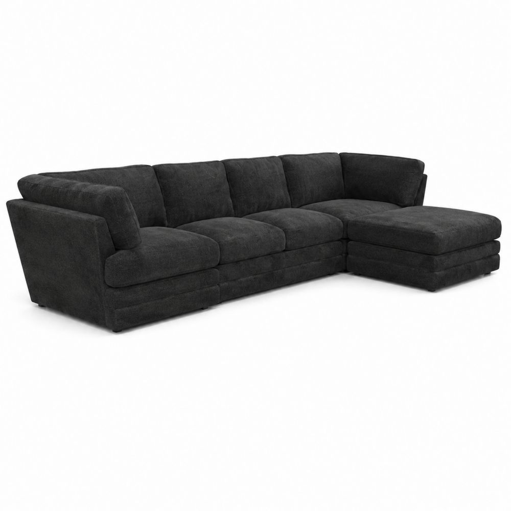 Sofá modular en L de tela gris oscuro-Bellacortix