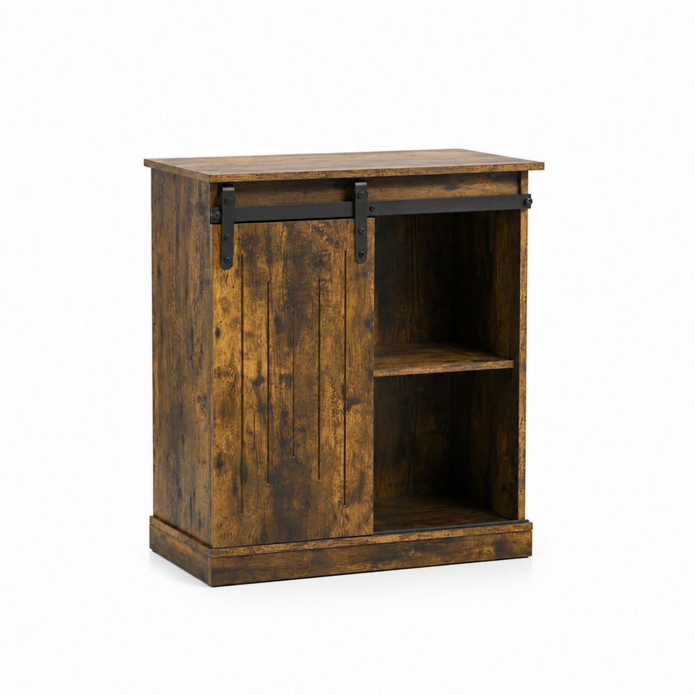 Aparador de Madera con Puerta Corredera de Pino Marrón 80x30x100 cm-Bellacortix