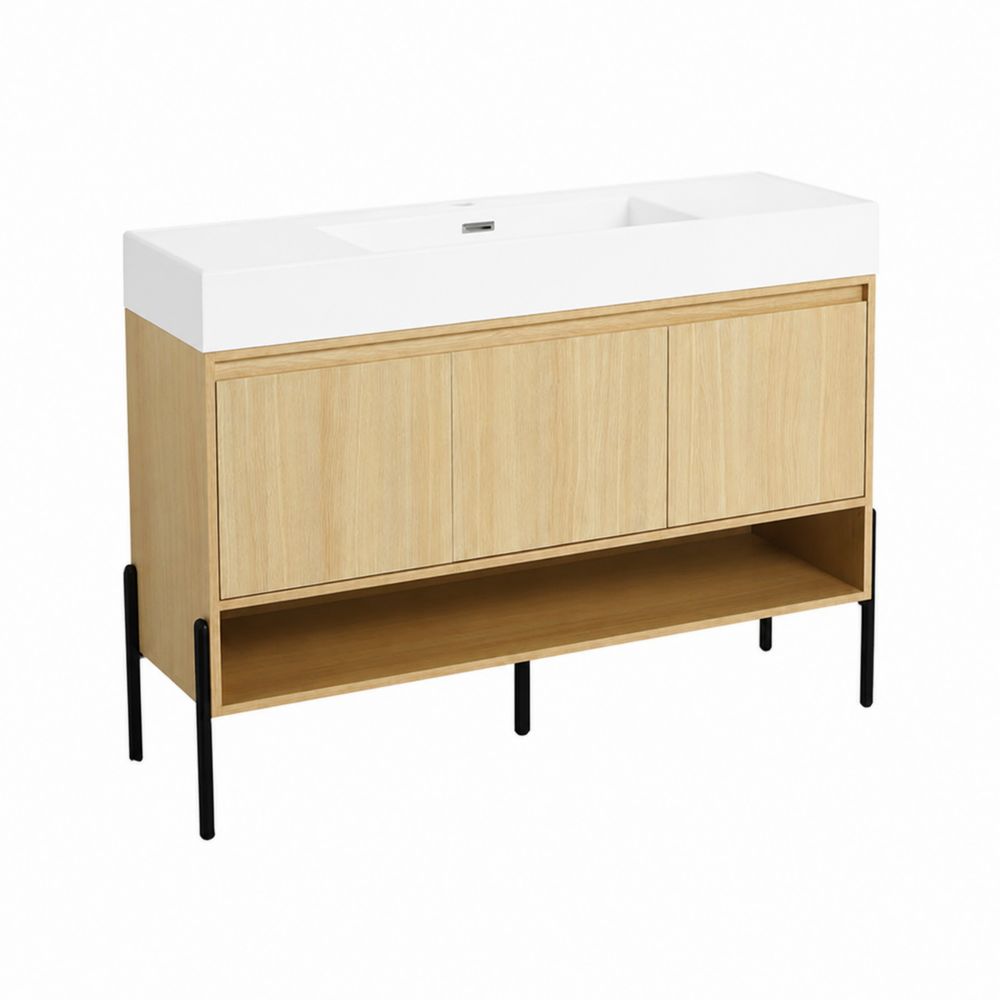 Mueble de baño de MDF y cerámica 100x50x85 cm-Bellacortix
