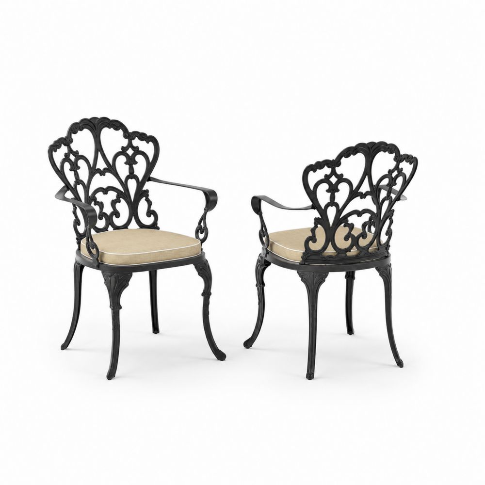 Sillas de Aluminio Fundido con Cojines Beige-Bellacortix