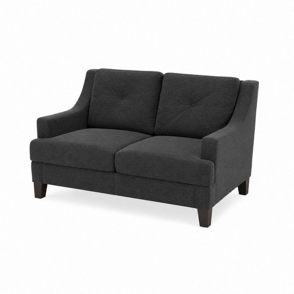 Sofá de 2 plazas tapizado en tela gris oscuro 150 cm-Bellacortix