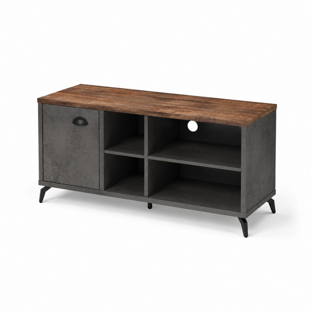 Mueble de TV de MDF y Metal Gris/Marrón 120x40x50 cm-Bellacortix