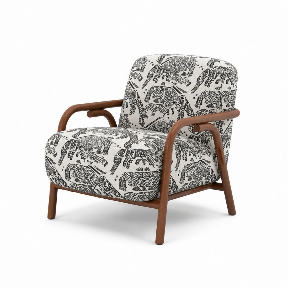 Silla de Madera con Estampado de Leopardo-Bellacortix