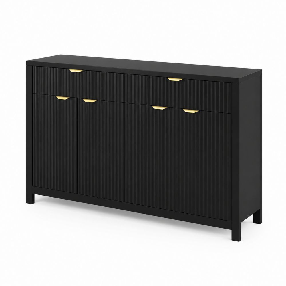 Aparador de MDF Negro con 4 Puertas y 2 Cajones-Bellacortix