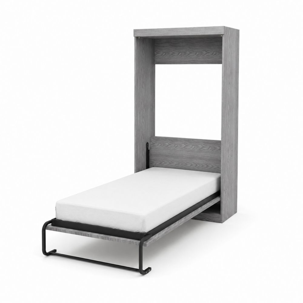 Cama abatible individual de madera contrachapada gris-Bellacortix