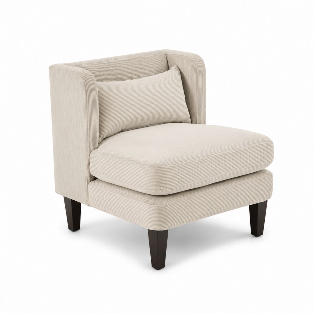 Silla de salón con respaldo curvo de tela de pana beige-Bellacortix