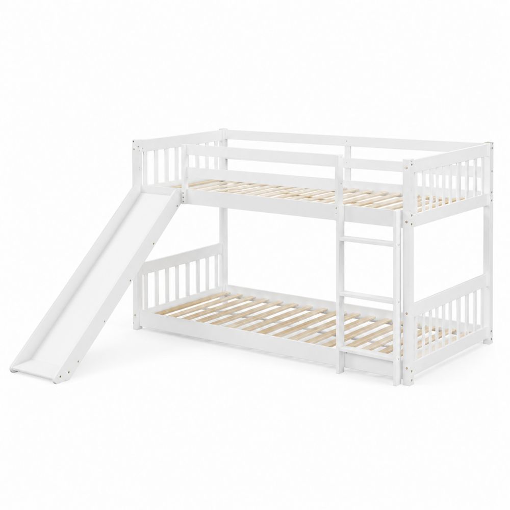 Litera de madera con tobogán blanco-Bellacortix