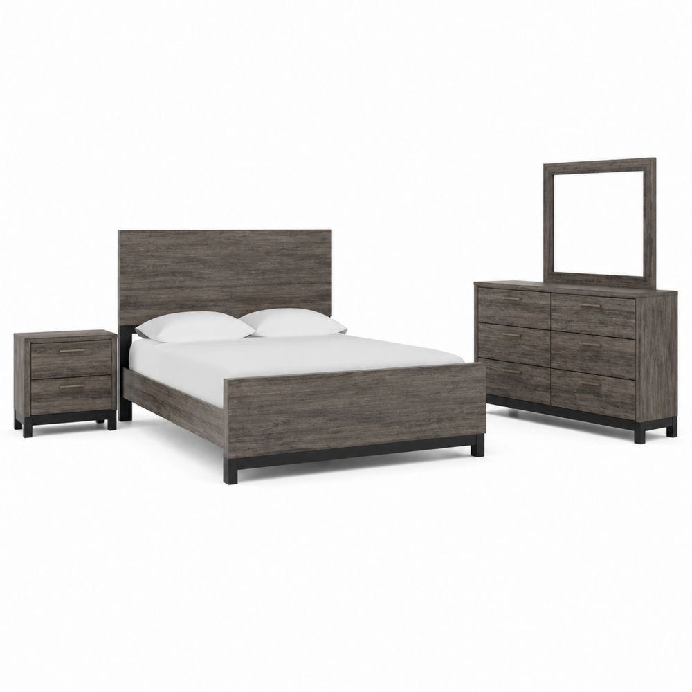 Conjunto de Dormitorio de Madera MDF Gris con Espejo-Bellacortix