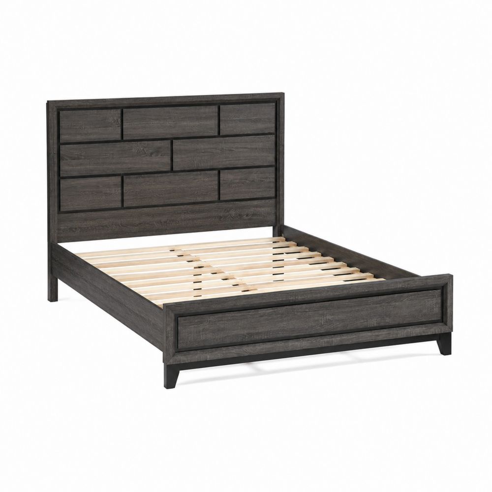 Cama de madera con cabecero estilo panel 200x160 cm-Bellacortix