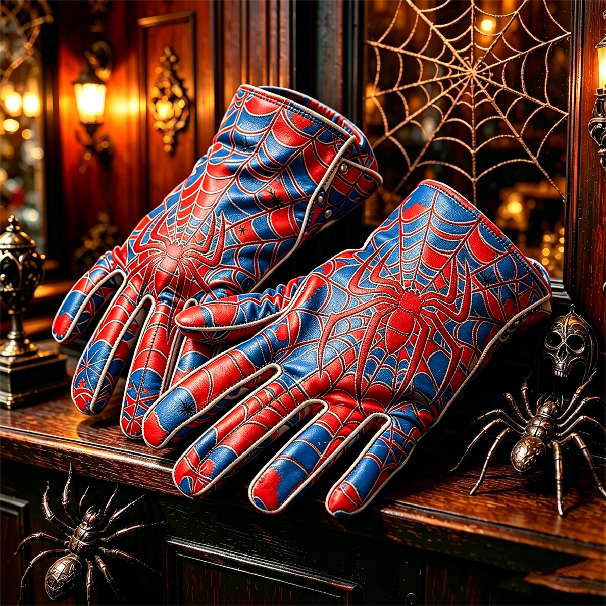 Spider‑Man Printed Leather Gloves