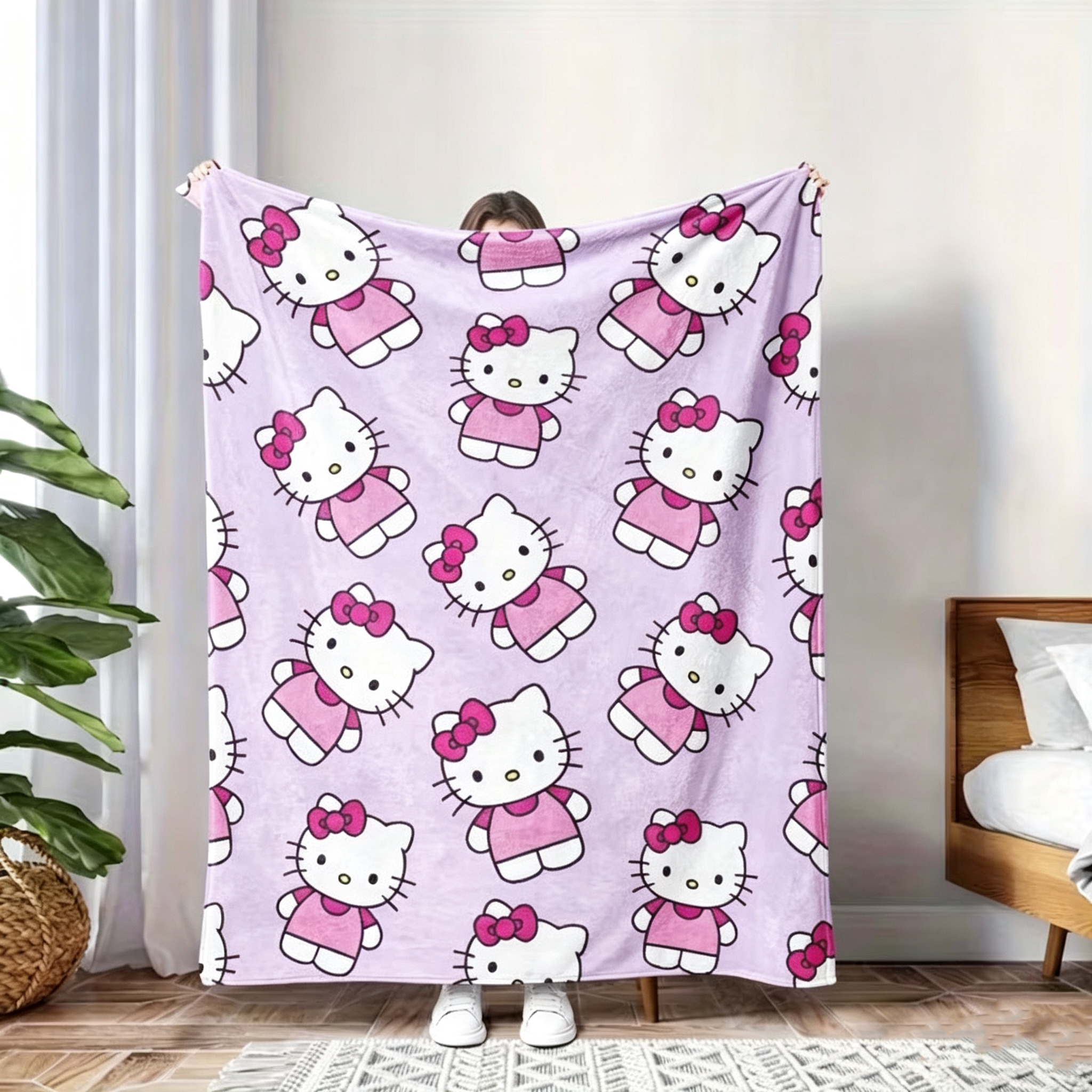 Sanrio Hello Kitty Pink Blanket – Soft and Fluffy Flannel Blanket