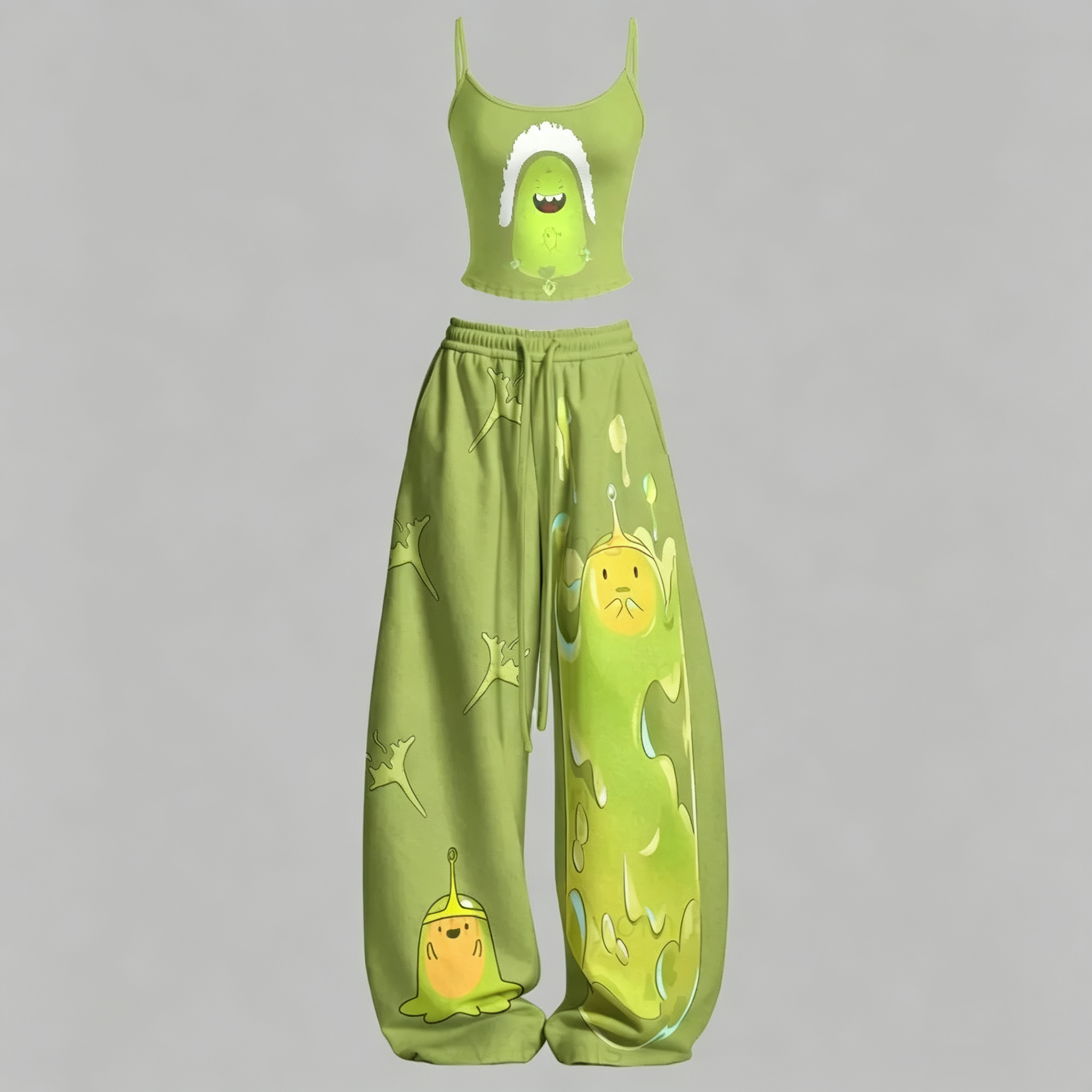 Adventure Time Cami Top And Drawstring Elastic-waist Pants Set For Women
