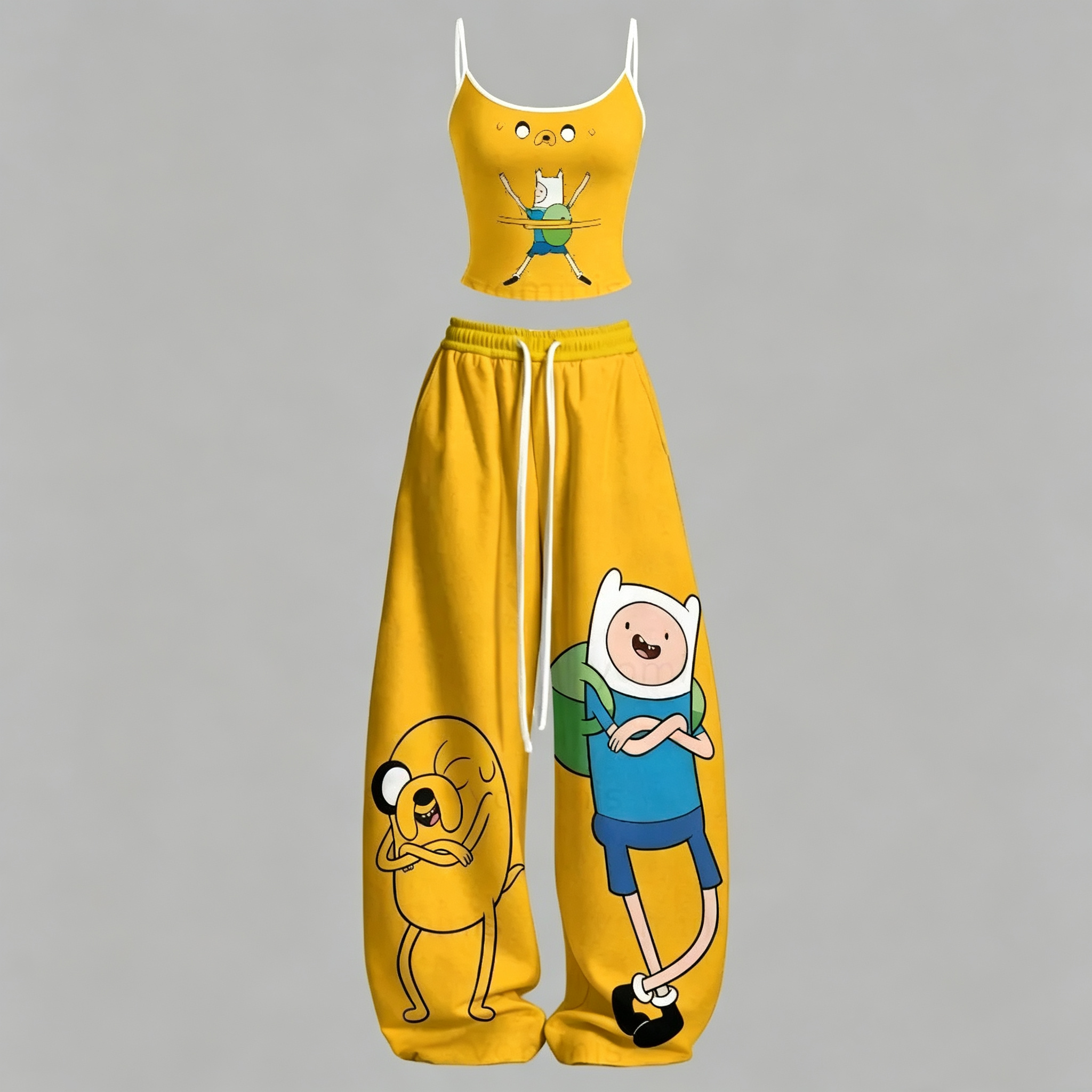 Adventure Time Cami Top And Drawstring Elastic-waist Pants Set For Women