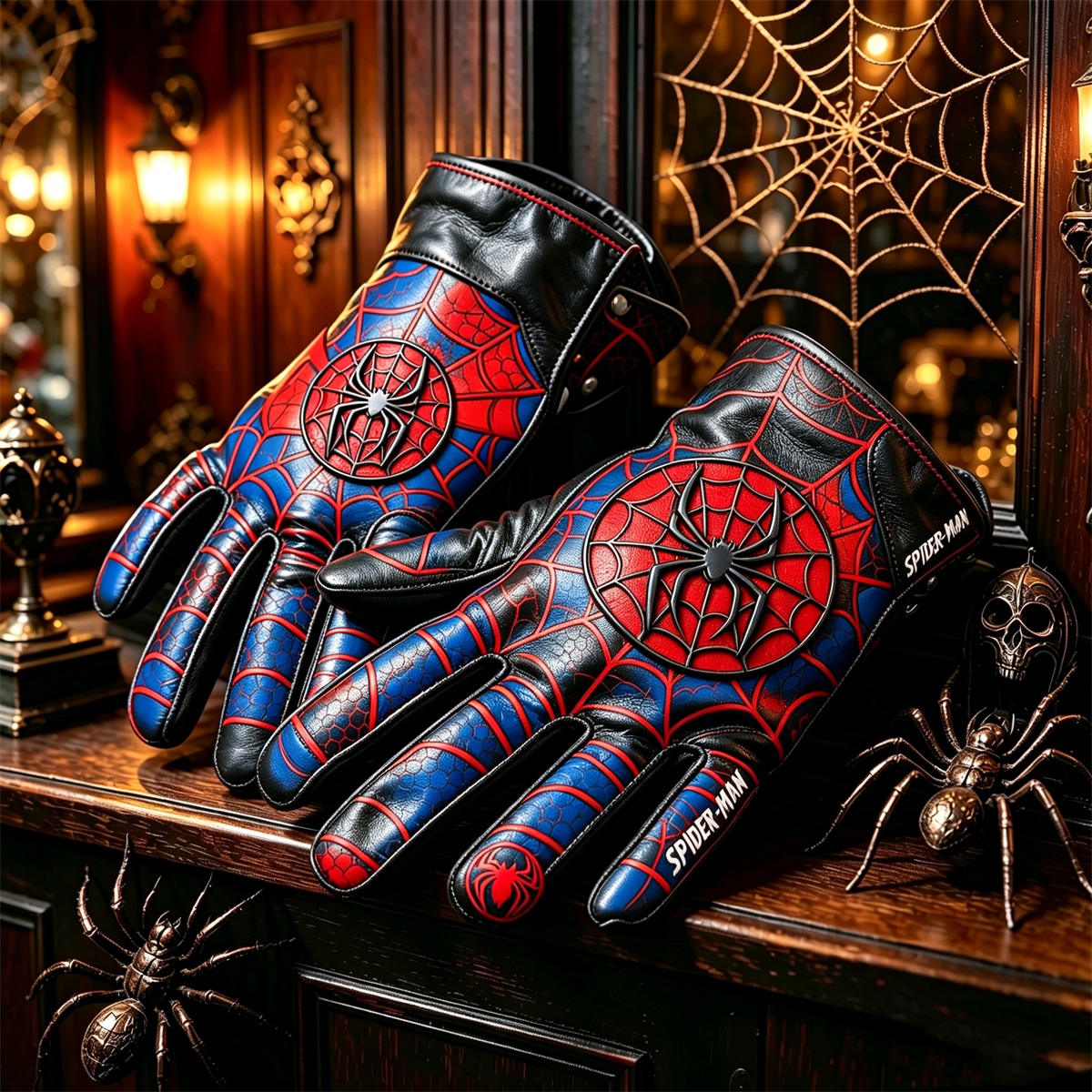 Spider‑Man Printed Leather Gloves