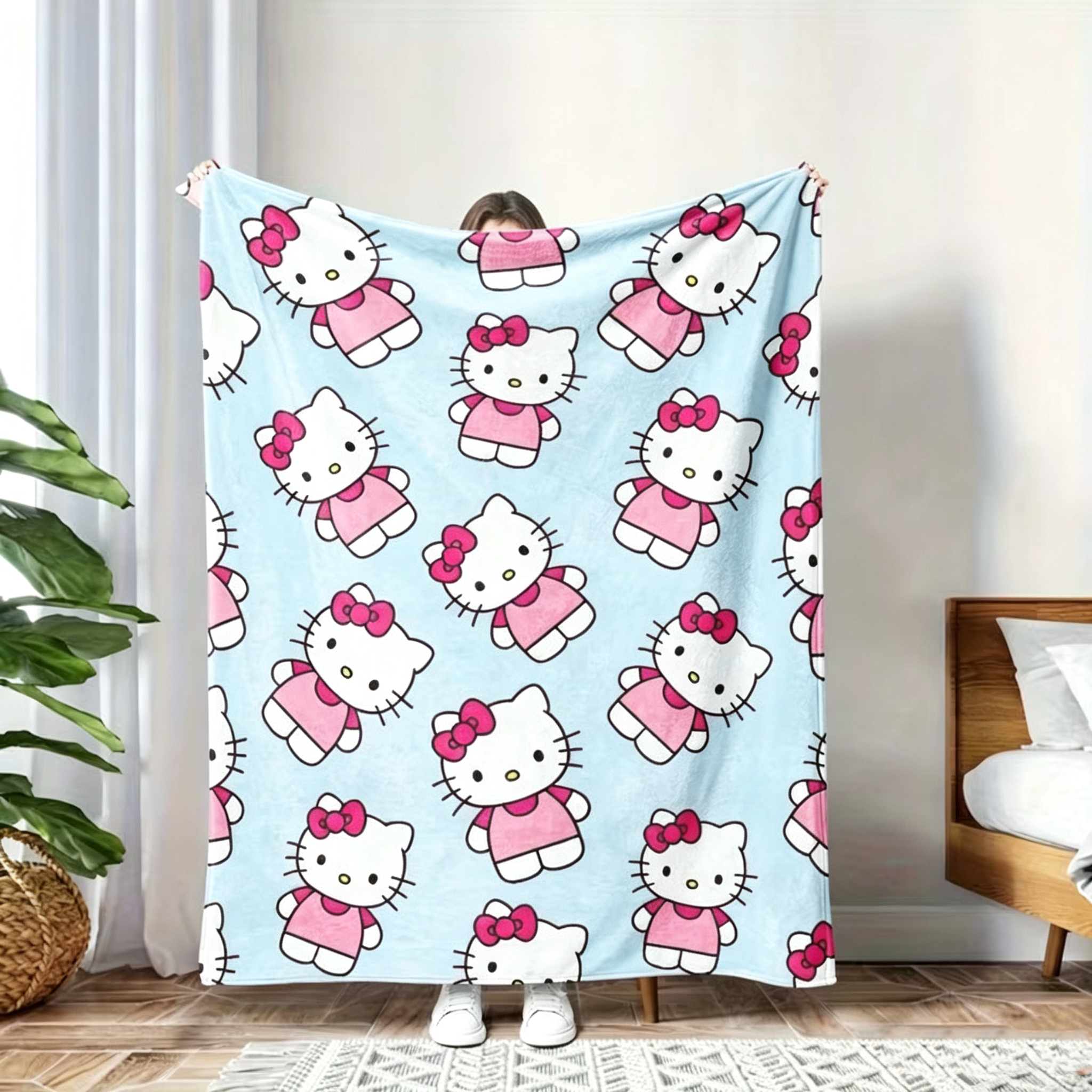 Sanrio Hello Kitty Pink Blanket – Soft and Fluffy Flannel Blanket
