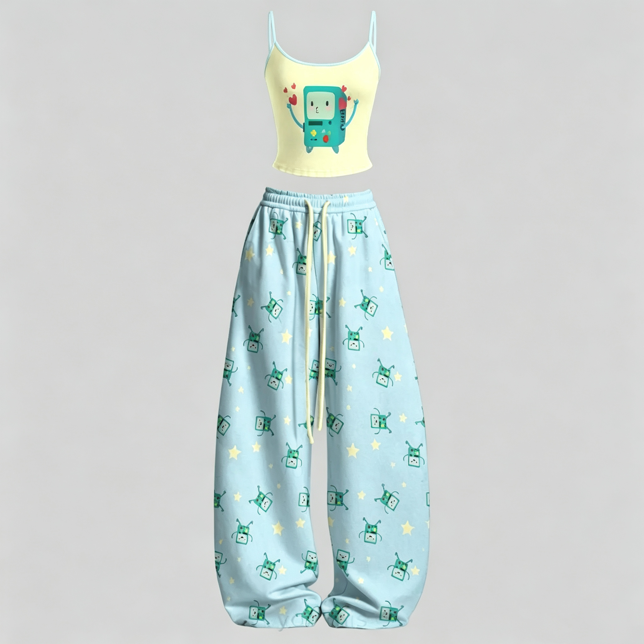 Adventure Time Cami Top And Drawstring Elastic-waist Pants Set For Women