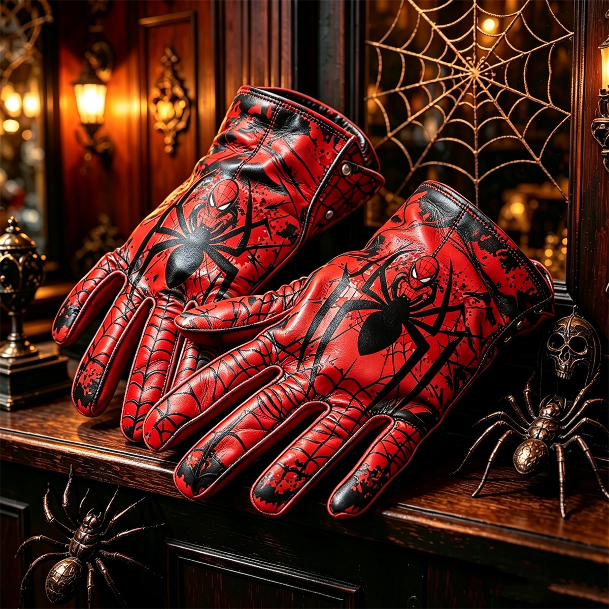 Spider‑Man Printed Leather Gloves