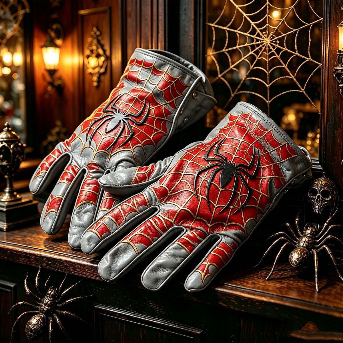 Spider‑Man Printed Leather Gloves