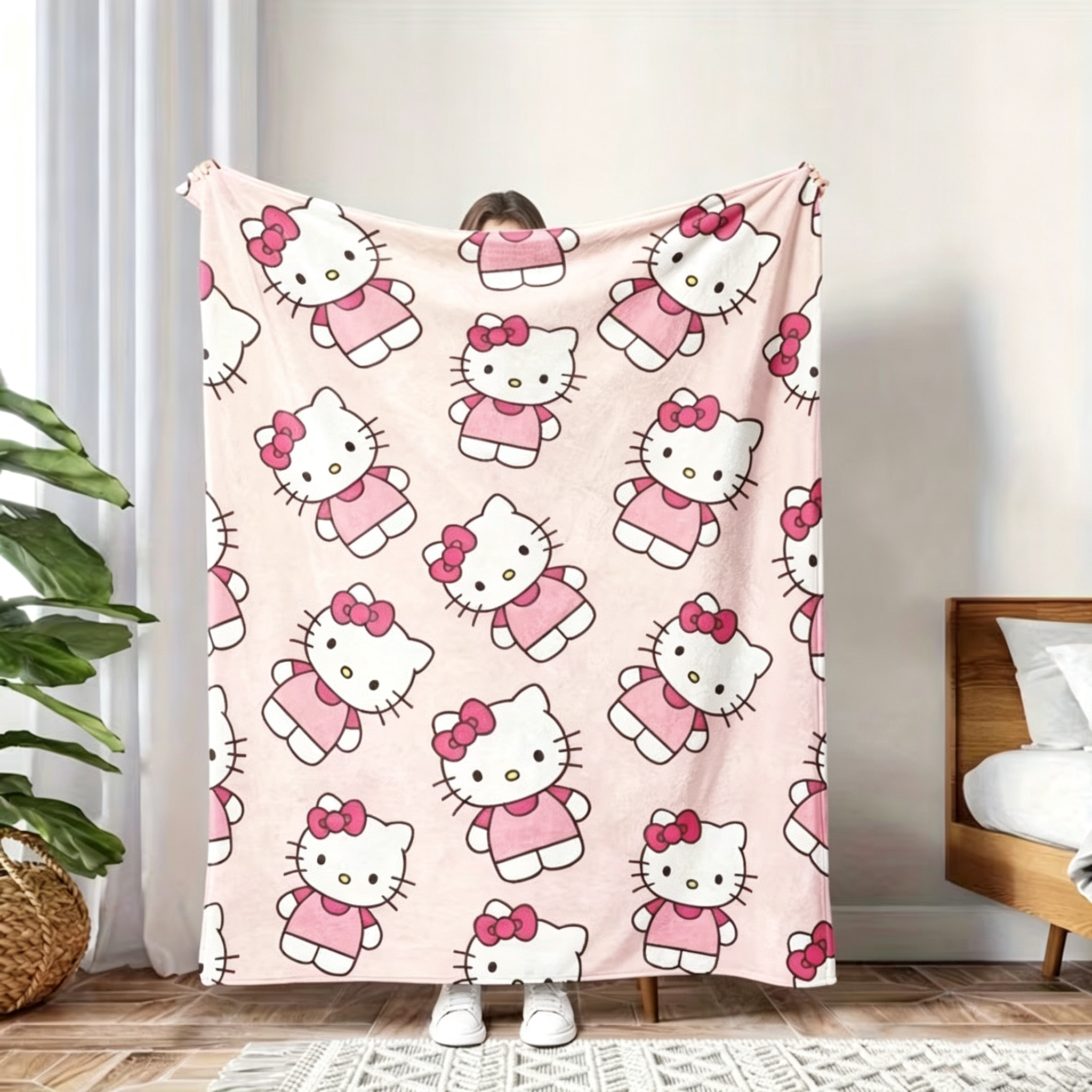 Sanrio Hello Kitty Pink Blanket – Soft and Fluffy Flannel Blanket