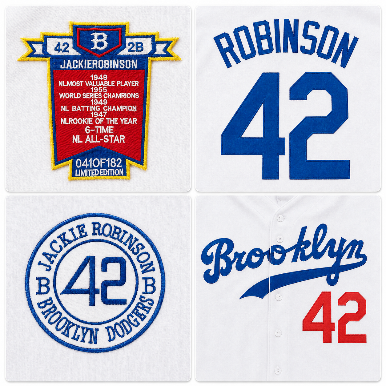 Brooklyn 42 Robinson Baseball Jersey White – Legend Vintage Embroidered Patches