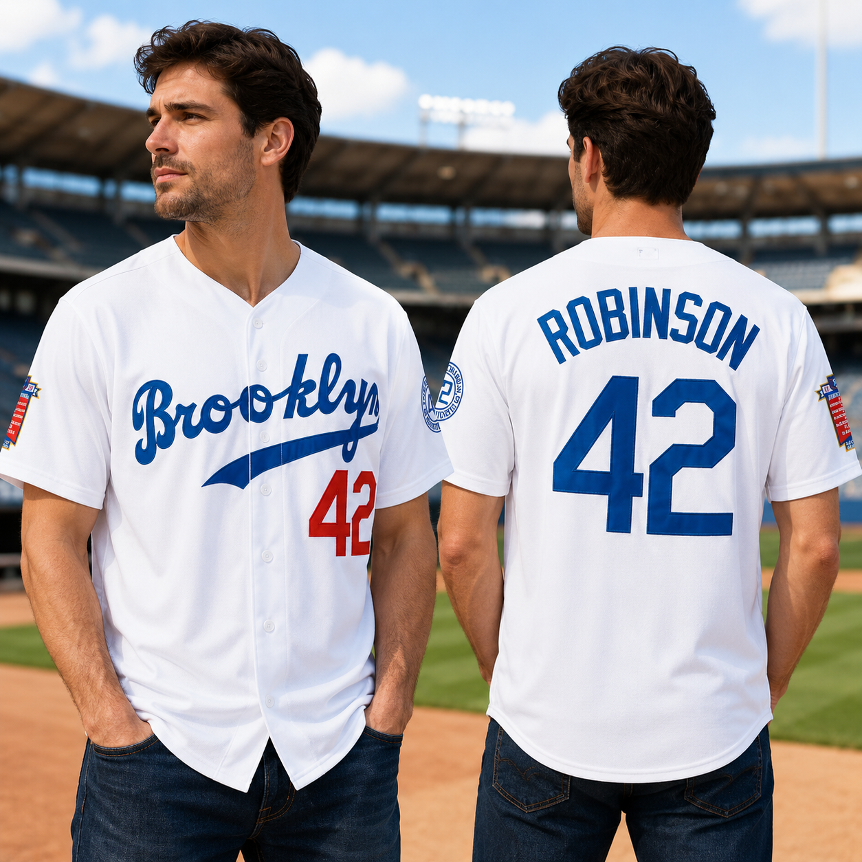 Brooklyn 42 Robinson Baseball Jersey White – Legend Vintage Embroidered Patches
