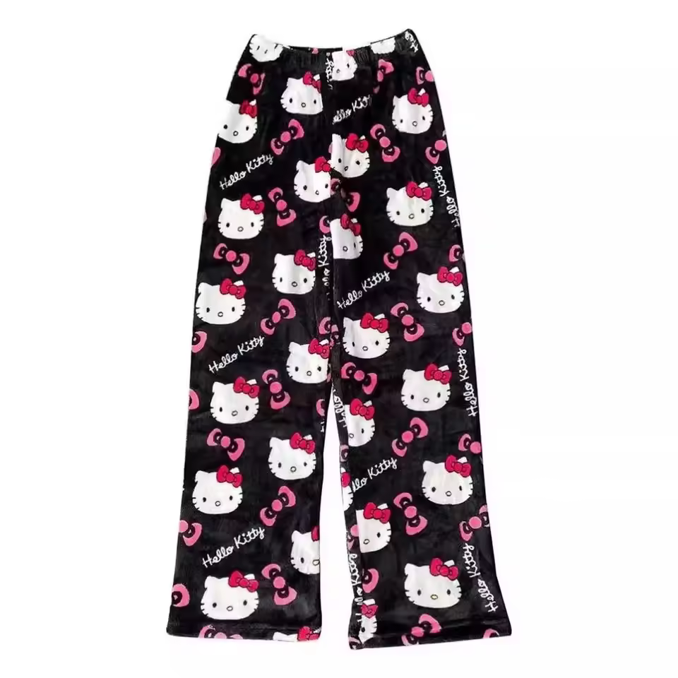 2026 New Hello Kitty Pajamas Pants Anime Women's Pajama Pants Cartoon Couple Home Sleepwear Trousers Leisure Home Clothing