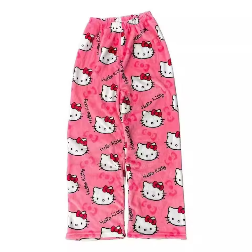 2026 New Hello Kitty Pajamas Pants Anime Women's Pajama Pants Cartoon Couple Home Sleepwear Trousers Leisure Home Clothing