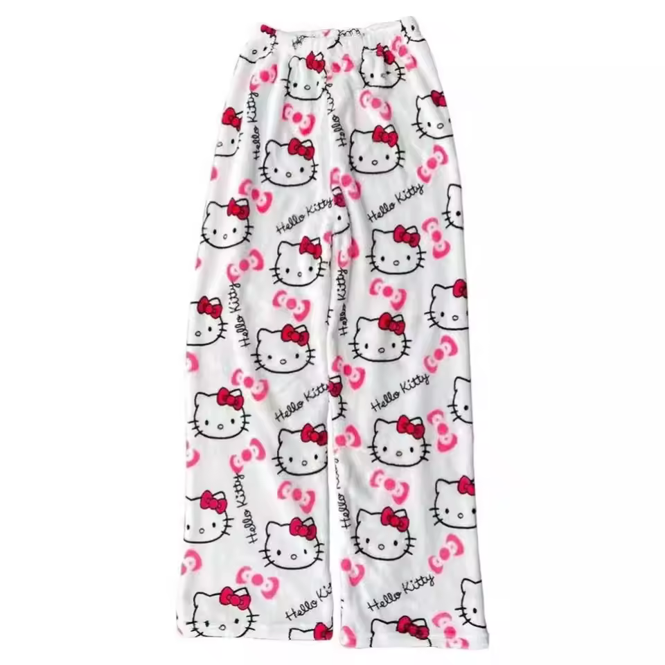 2026 New Hello Kitty Pajamas Pants Anime Women's Pajama Pants Cartoon Couple Home Sleepwear Trousers Leisure Home Clothing