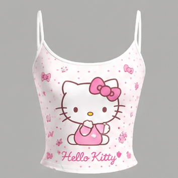 Hello Kitty Cami Top And Drawstring Elastic-waist Pants Set For Women