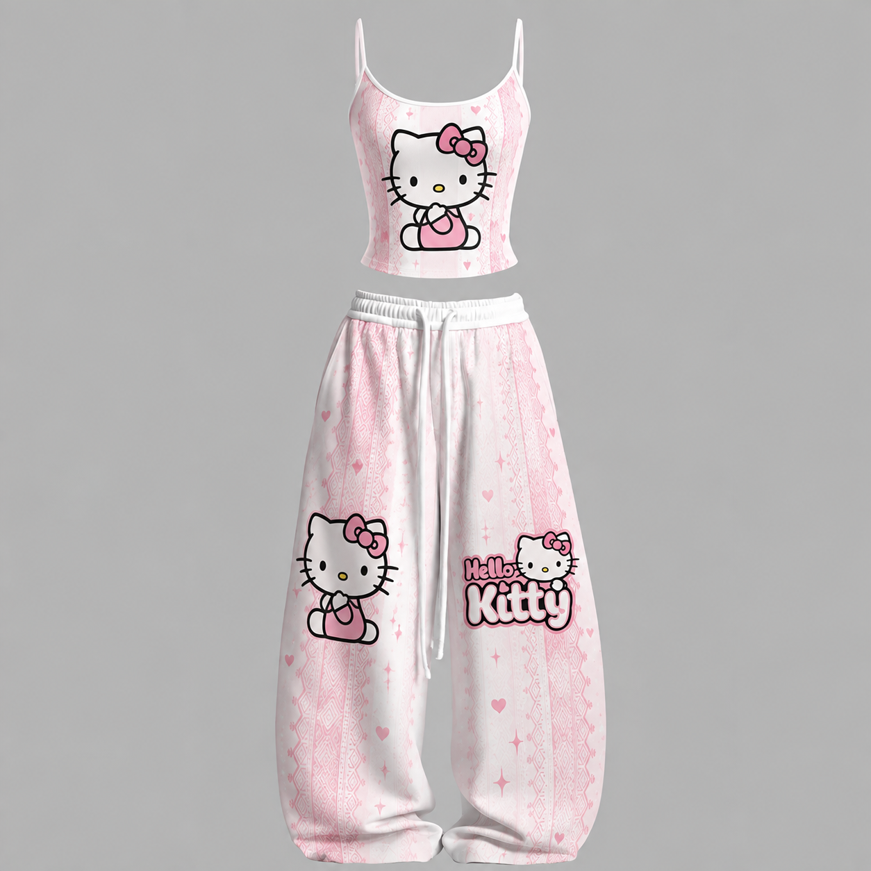 Hello Kitty Cami Top And Drawstring Elastic-waist Pants Set For Women