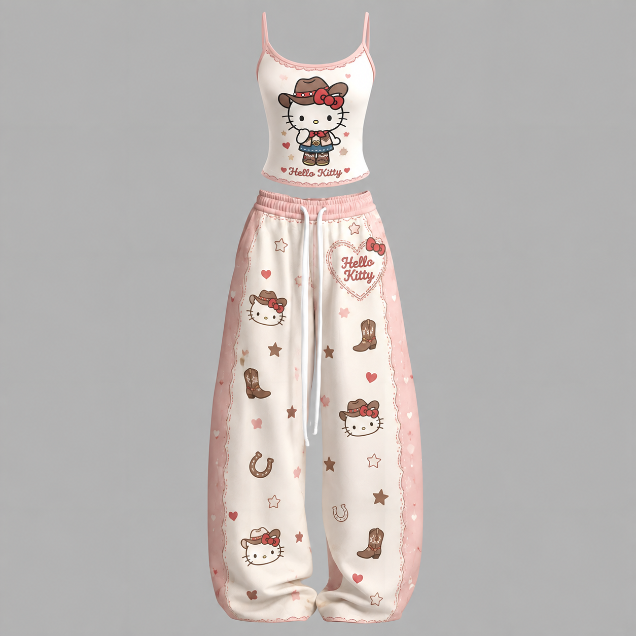 Hello Kitty Cami Top And Drawstring Elastic-waist Pants Set For Women
