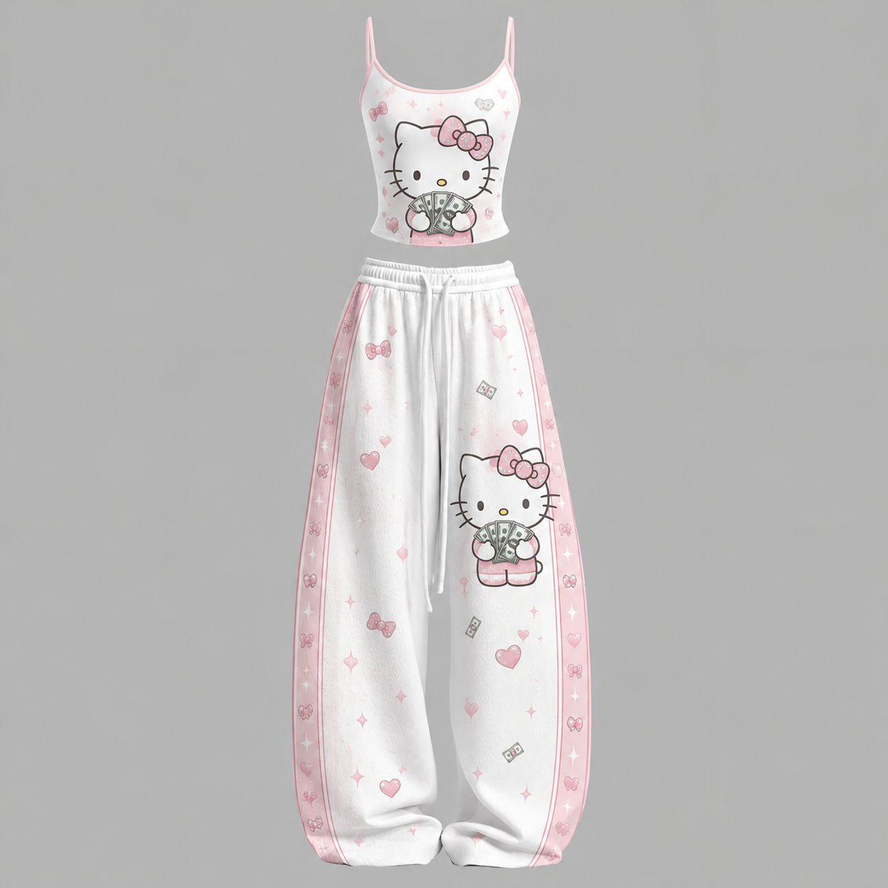 Hello Kitty Cami Top And Drawstring Elastic-waist Pants Set For Women