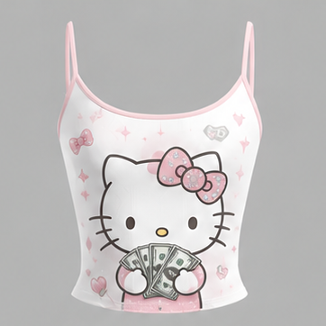 Hello Kitty Cami Top And Drawstring Elastic-waist Pants Set For Women
