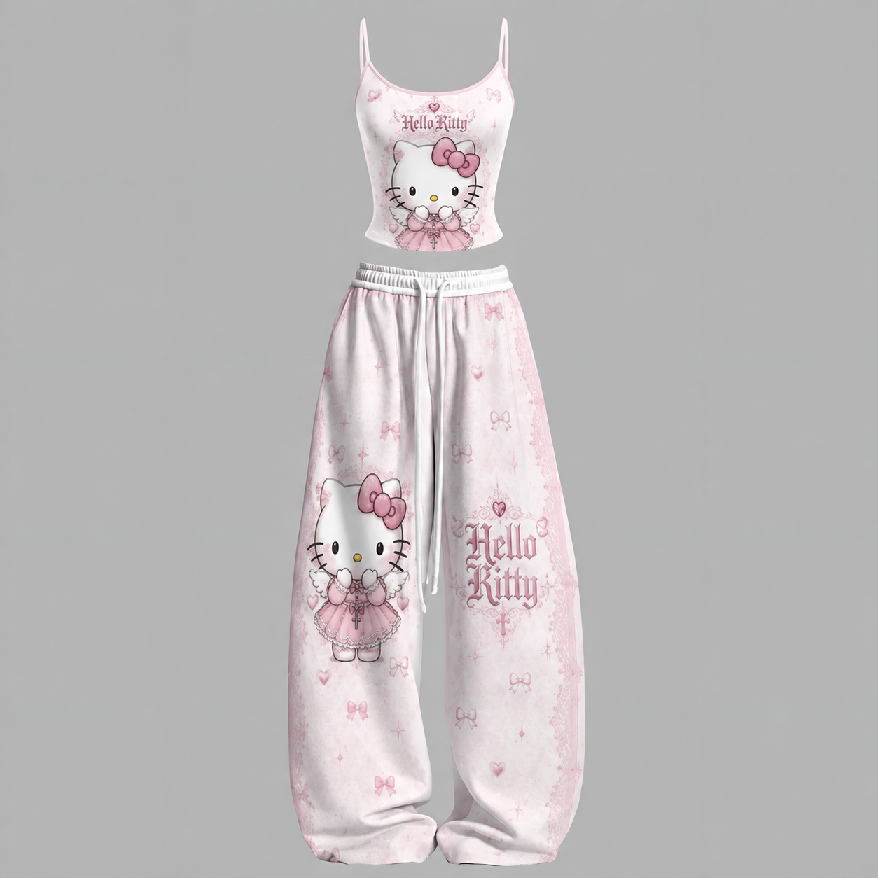 Hello Kitty Cami Top And Drawstring Elastic-waist Pants Set For Women