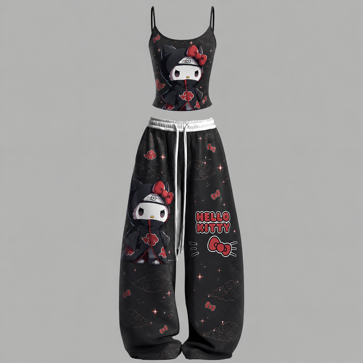 Hello Kitty Cami Top And Drawstring Elastic-waist Pants Set For Women