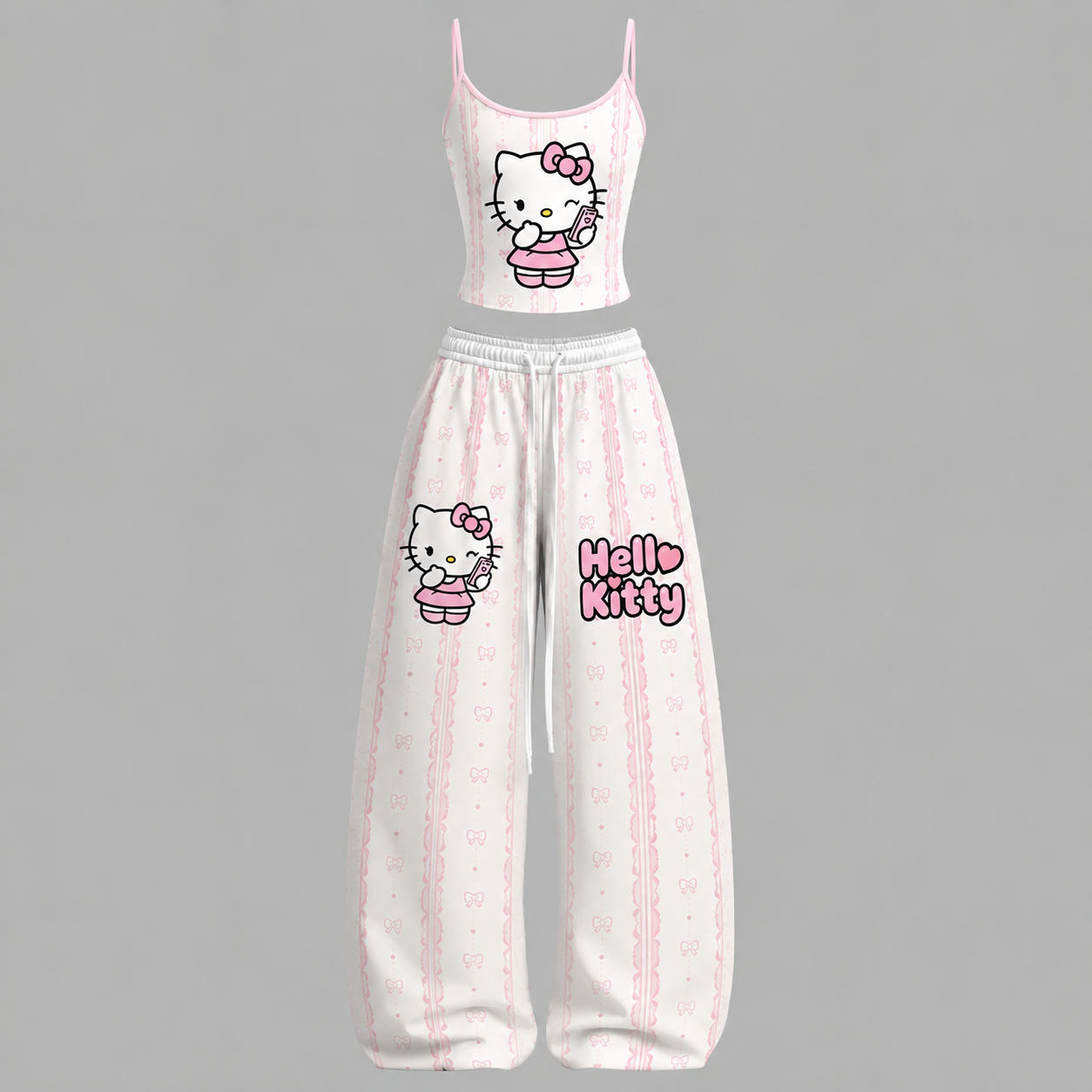 Hello Kitty Cami Top And Drawstring Elastic-waist Pants Set For Women